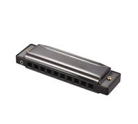 Armonica a bocca diatonica in chiave di Do con ance in ABS superficie a specchio 10 fori armonica blues(Black)