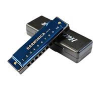 Armonica A Bocca Professionale 10 fori in chiave di Do Blues Harmonica a bocca Principianti Tremolo Legni Armonica in acciaio inossidabile(Blue)