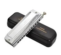 Armonica a bocca professionale 12 fori 48 note armonica a bocca arpa strumento musicale armonica cromatica strumento professionale(Silver)