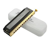 Armonica a bocca professionale 12 fori 48 note armonica a bocca arpa strumento musicale armonica cromatica strumento professionale(Black)