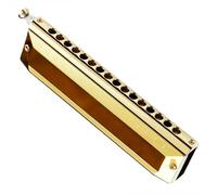 Armonica A Bocca Professionale Armonica Cromatica 16 Fori 64 Note Tonalità C Strumento Per Studenti Principianti Di Livello Professionale(Gold)