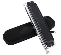 armonica a bocca professionale Armonica Cromatica 16 Fori 64 Toni Chiave In Acciaio Inossidabile Nero Di Strumento Musicale C