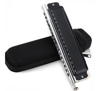 Armonica A Bocca Professionale Armonica Cromatica 16 Fori 64 Toni In Acciaio Inossidabile Nero Chiave Di Do Strumento Musicale