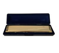 Armonica A Bocca Professionale Armonica cromatica a 28 fori in do con tremolo portatile mini arpa strumenti a fiato(Gold)