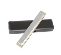 Armonica A Bocca Professionale Armonica polifonica a 28 fori a larga gamma in Do per principianti Introduzione agli strumenti musicali per adulti(Silver)