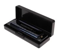 Armonica A Bocca Professionale Chiave Armonica Di C 10 Fori Diatonico Armonica C Con Caso Per Principianti Con Custodia(Black)