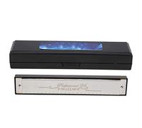 Armonica a chiave C, armonica a bocca polifonica a 24 fori per principianti e adulti, armonica per studenti con accenti in resina con fori di soffiaggio a doppia, sintonizzata (Argento)