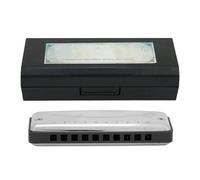 Armonica Blues 10 Fori in Do, Custodia Acciaio Inossidabile, Piccola e Portatile, Colore Blu - Design Compatto, Facile da Usare, Perfetta per Principianti e Professionisti (Nera)