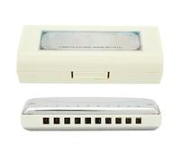 Armonica blues a 10 fori Harmonica, armonica blues in acciaio inossidabile Chiave a 10 fori in Mi bemolle per principianti e regali musicali professionali per parenti e amici durante le feste(bianca