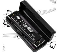 Armonica blues in do 10 fori 20 melodie blu arpa diatonica armonica in acciaio inox mini chiave di Do organo a bocca (nero)