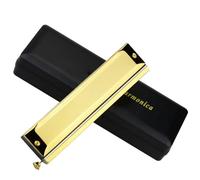 Armonica cromatica a 16 fori Bocchino quadrato color oro Armonica a bocca professionale Strumento arpa Chiave in Do