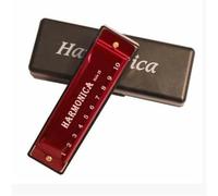 Armonica Diatonica 10 fori chiave di do armonica blues strumento musicale educativo con custodia principiante insegnamento gioco regalo(Red)