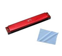 Armonica In Do Armonica A Bocca Tremolo Per Principianti Ed Adulti Chiave In Do 24 Fori Ancia In Bronzo Fosforoso Copertura In Metallo(Red)