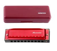 Armonica Per Adulti Armonica A Bocca In Do Maggiore 10 Fori Diatonica Polifonica Con Custodia Per Il Blues(Red)