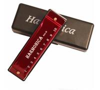 Armonica Per Principianti Armonica Blues A 10 Fori Con Anima In Rame E Titanio Strumento Musicale Armonica(Red)