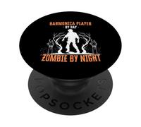 Armonica Player by Day Zombie by Night Fun Halloween Music PopSockets PopGrip Adesivo