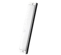 Armonica polifonica a 24 fori Specchio per strumenti squisito Materiale di copertura in acciaio inossidabile argento Set Di Armonica(Color:C)