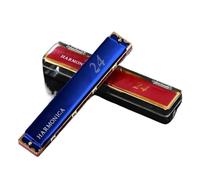Armonica Principianti Adulti Professionisti Armonica Polifonica Tremolo A 24 Fori In Do(Blue)