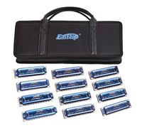 Armonica Set 12 chiavi 008K blues arpa diatonica armonica 10 fori 20 toni armonica per giocatori professionisti, principianti, studenti, bambini con sacchetto regalo nero (blu-12 chiavi)