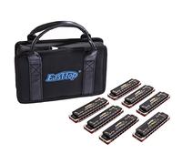 Armonica Set 12 chiavi blues arpa Easttop 008K diatonica armonica 10 fori 20 toni armonica per giocatori professionisti, principianti, studenti, bambini con sacchetto regalo nero (Black-7keys)