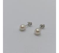 ARMONIE GIOIELLI ORECCHINI BOCCOLA CON PERLA E ORO BIANCO 18KT 6-6,5 mm (0633)