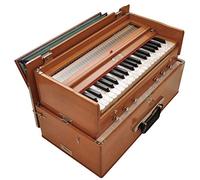 Armonium portatile Harmonium Bina 23B Pieghevole Safari 3 1/4 Ottava 6 fermate Classico Colore Legno Accoppiatore, Sacchetto di Nylon, Strumento Musicale Indiano, Kirtan 440Hz