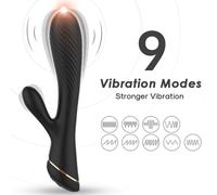 Armony - Vibratore Rabbit in Silicone Nero 9 Vibrazioni