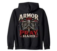Armor Up Pray Hard Christian Warrior Knight Faith Felpa con Cappuccio