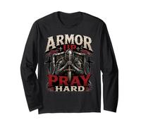 Armor Up Pray Hard Christian Warrior Knight Faith Maglia a Manica