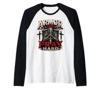 Armor Up Pray Hard Christian Warrior Knight Faith Maglia con Maniche Raglan