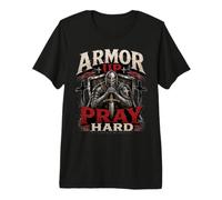 Armor Up Pray Hard Christian Warrior Knight Faith Maglietta Premium