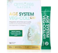 Armores Natura Integratori Alimentari, Age System, Integratore Pelle, a Base di 18 Aminoacidi che Supportano il Collagene, Coenzima Q10, Centella Asiatica, Vite, Vegano, Senza Glutine, 14 Stick