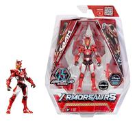 MGA Entertainment Armorsaurs T-Rex Pilota Liam Roberts - Action figure snodabile da 9,5 cm con parti dell'armatura intercambiabili e accessorio trasformante, adatta a bambini dai 6 anni in su