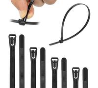 Armpow 100 fascette stringicavo riutilizzabili in nylon resistente, 7,6 mm x 400 mm, grandi, rilasciabili, per fai da te, casa, garage, ufficio (nero)