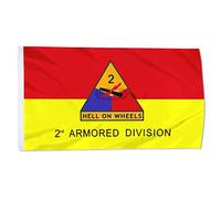 Army 2Nd Armored Division Hell On Wheels Bandiera Con 2 Occhielli Flag Resistente Alle Intemperie Bandiere Per Decorazione Esterno Prato 3X5Ft
