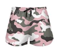 Army Creative Military Pink Pajama Bottoms for Women, Elastic Waist Drawstring Lounge Pantaloncini Yoga,L