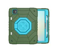 (Army Green Blue, Multicolor) For iPad Pro 11 (2024) M4 Case Kickstand TPU+PC Tablet Cover with Pencil Holder Fidget Toys - Black+