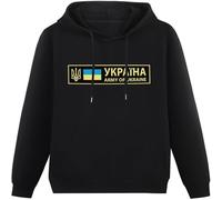 Army of Ukraine Ukrainian Soldier Military Green Hoody Unisex Ptinted Hoodies Long Sleeve Men's Hooded with Pocket Black XXL