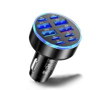 ARMYJY Caricabatteria da auto USB-C a 10 porte con ricarica rapida PD, display di tensione a LED e tecnologia intelligente Shunt per iPhone 8-14, nero