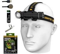 Armytek Wizard C2 Pro Max XHP70.2 - Lampada frontale ricaricabile a LED, 4000 lumen, con cavo di ricarica USB magnetico Eco Sensa incluso