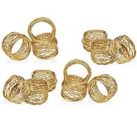 ARN CRAFT Golden Round Mesh Napkin Rings- Set of 12 for Weddings Dinner Parties or Every Day Use …CW-6-12