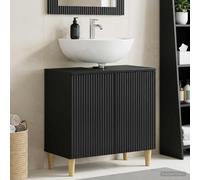 ARNHEM - Mobile per lavabo in legno nero, 59,5 x 31,5 x 59 cm, con anta | Porta reversibile, resistente all'umidità, design moderno, molto spazio, profilo sottile
