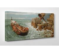 Arnold Bocklin Ulisse e Polifemo Quadro Stampa su Tela Canvas Vernice Pennellate
