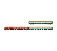 Arnold HN4436 D242 Parigi - Berlino - Varsavia, confezione da 3 unità 1, 2, 1 x WRm130 DR rosso, 2 x Bm DR verde, beige, carrozze passeggeri epIV
