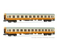 ARNOLD HN4435 DR, confezione da 2 carrozze Stadteexpress, carrozza di 1a classe più 2a classe, livrea arancione, beige, carrozze passeggeri epIV