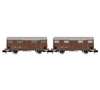 ARNOLD HN6574 Scala N Set di 2 carri chiusi a 2 assi Gs FS livrea marrone ep. IV