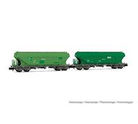 ARNOLD HN6624 RENFE, Silo Wagon TT5, confezione da 2 unità, livrea verde (diverse tonalità verdi, lati laterali piatti), ep. V scala N 1:160