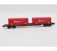 ARNOLD - N 1:160 - HN6654 FS, carro porta container a 4 assi Sgnss, con 2 contai