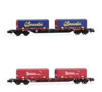 Arnold Hn6655 Hn6654 Set 2 Carri Pianale Trasporto Container FS scala N