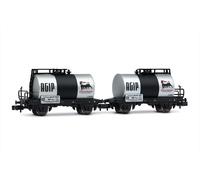 ARNOLD HN6700 Scala N set due carri cisterna Agip livrea argento epoca III-IV